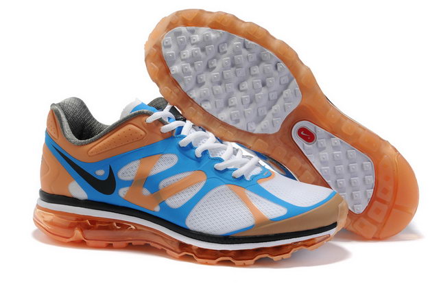 Nike Air Max 2012 For Mens White Blue Orange - Click Image to Close